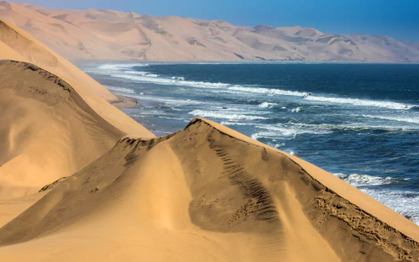 sand dune sand ocean desert Namibia nature landscape HD Desktop Wallpaper | Background Image