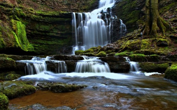 Earth Waterfall Waterfalls England Moss HD Wallpaper | Background Image