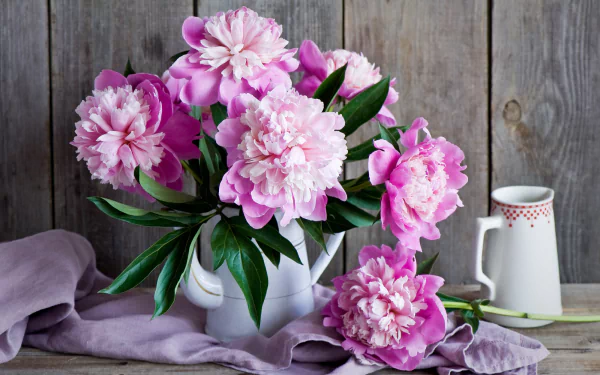 peony jug bouquet man made flower HD Desktop Wallpaper | Background Image