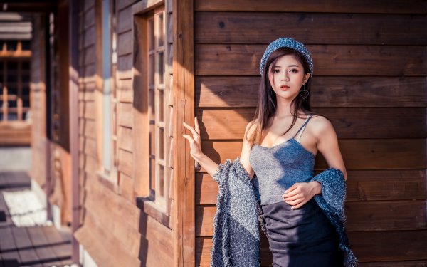 Women Asian Model Brunette Hat HD Wallpaper | Background Image