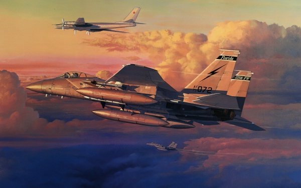 Military McDonnell Douglas F-15 Eagle Tu-95 Jet Fighter Aircraft Warplane Bomber HD Wallpaper | Background Image