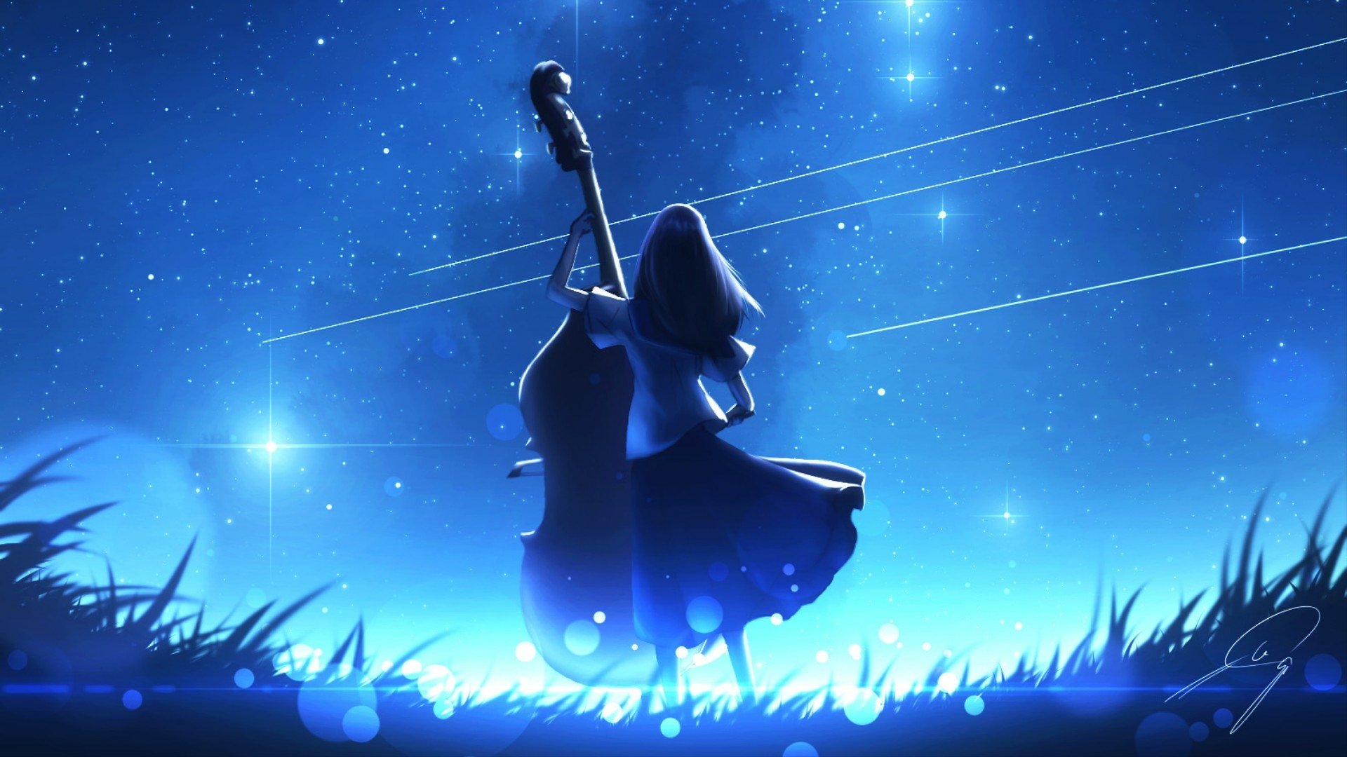 Download Sky Night Anime Girl Anime Girl Anime Night Sky Anime HD Wallpaper by Nengoro