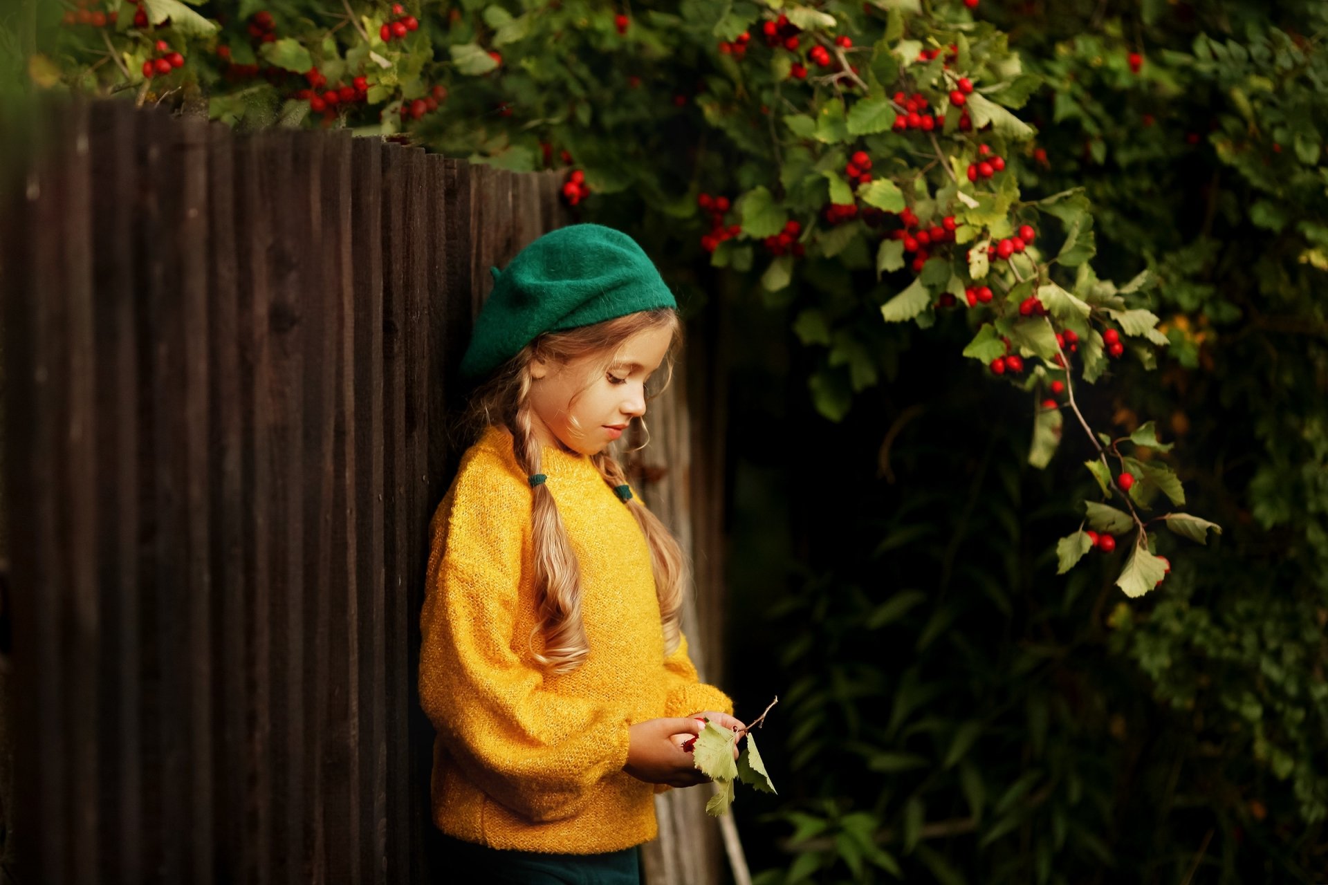 Download Mood Beret Pigtail Fence Berry Photography Child HD Wallpaper by Valerie Kasperova