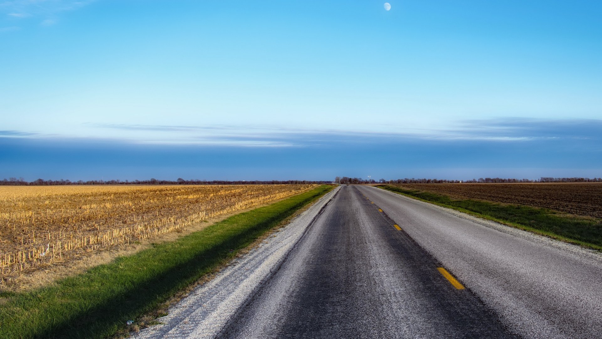 Download Horizon Sky Field Man Made Road 4k Ultra HD Wallpaper