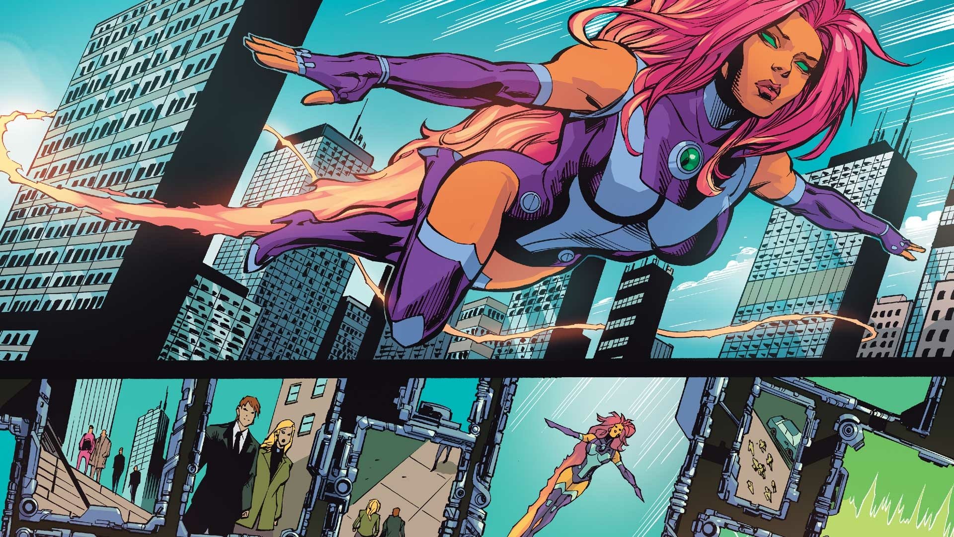 Download Red Hair Flying DC Comics Starfire (DC Comics) Comic Teen Titans HD Wallpaper