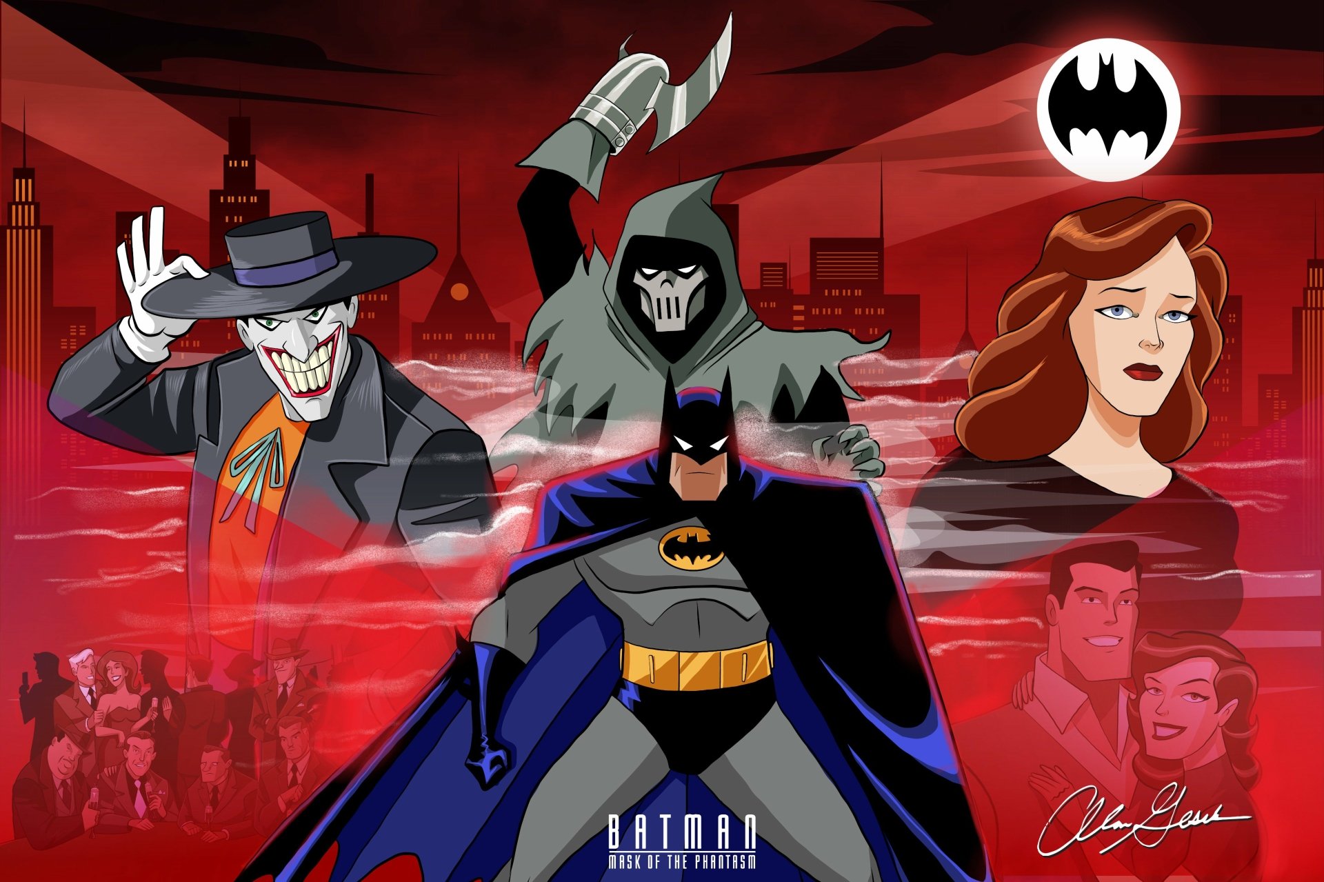 Download Bat-Signal Gotham City Bruce Wayne The Phantasm Joker Batman Movie Batman: Mask Of The Phantasm  4k Ultra HD Wallpaper by Alan Frank Gesek