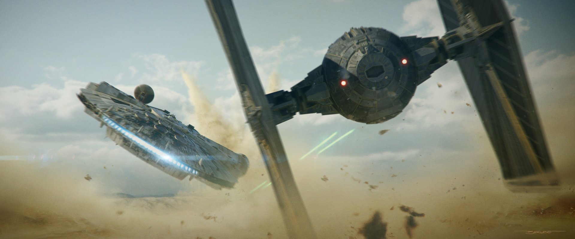 Download Millennium Falcon TIE Fighter Sci Fi Star Wars HD Wallpaper by Jonathan Berube
