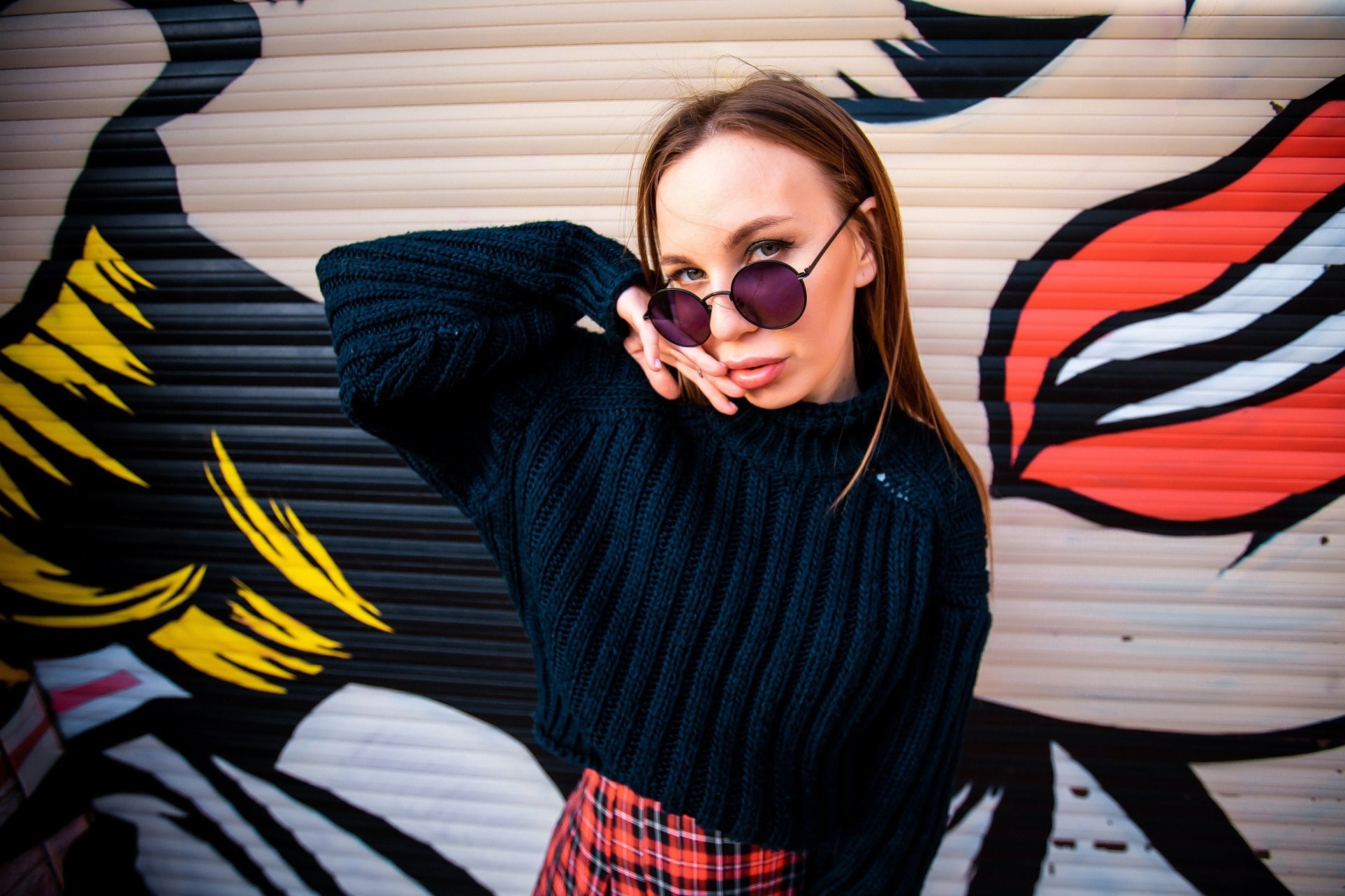 Download Sweater Glasses Hand Graffiti Yulia Fedorchenko Woman Mood HD Wallpaper by Igor Dikin