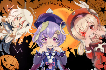 Klee (Genshin Impact) Qiqi (Genshin Impact) Paikuhan (Dragon Ball) video game Genshin Impact HD Desktop Wallpaper | Background Image