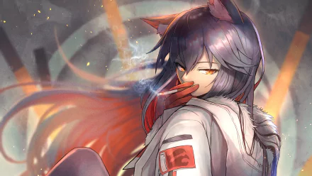 Texas from Arknights is depicted in this 4K Ultra HD PC desktop wallpaper, blending dynamic colors and detailed anime-style art from the video game Arknights.