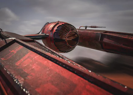 A detailed HD desktop wallpaper featuring a sci-fi spaceship from Star Wars, showcasing its intricate design against a blurred atmospheric background.