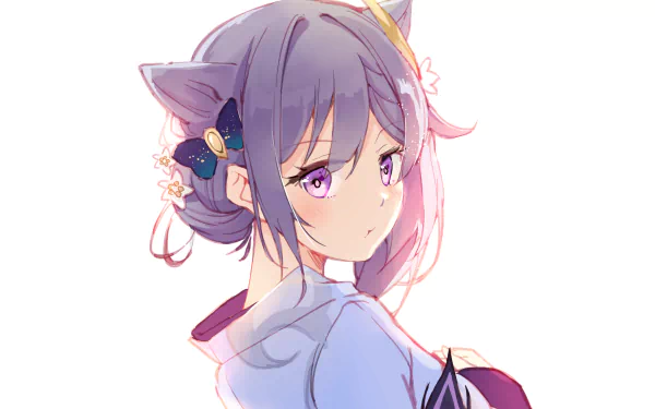 HD wallpaper of Keqing from Genshin Impact, showcasing the character in a detailed, artistic style.