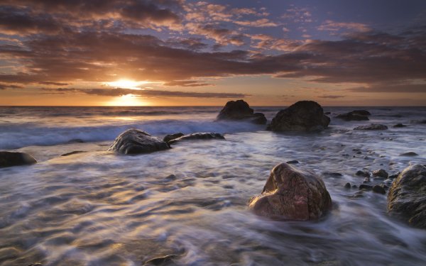 Earth Seascape England Wales Sea Sunset Stone HD Wallpaper | Background Image
