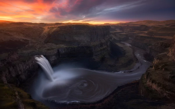 Washington canyon nature waterfall river mountain Palouse Falls HD Desktop Wallpaper | Background Image