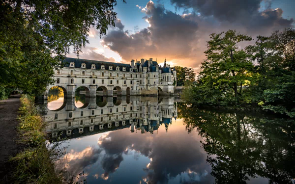reflection castle man made Château de Chenonceau HD Desktop Wallpaper | Background Image