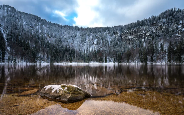 stone mountain snow Baden-Württemberg Germany nature lake Snowy Mountain HD Desktop Wallpaper | Background Image