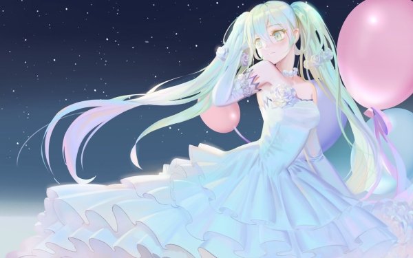 Anime Vocaloid Hatsune Miku Green Eyes Aqua Hair Dress Long Hair Twintails HD Wallpaper | Background Image