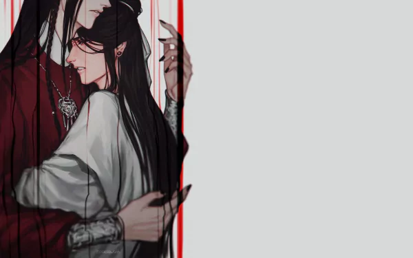 HD anime wallpaper featuring Xie Lian and San Lang from Heaven Official's Blessing (Tian Guan Ci Fu), including Hua Cheng and His Royal Highness the Crown Prince of Xianle.