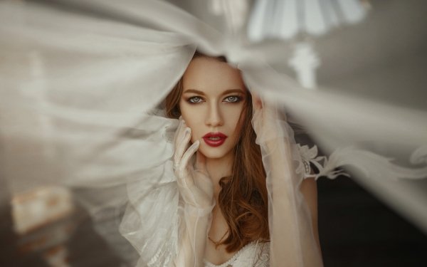 Women Model Models Redhead Blue Eyes Lipstick HD Wallpaper | Background Image
