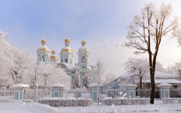 Religious Church Churches Winter Snow Fence Saint Petersburg Temple Russia HD Wallpaper | Background Image