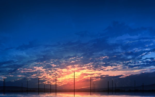 Anime Sky Sunset Cloud HD Wallpaper | Background Image