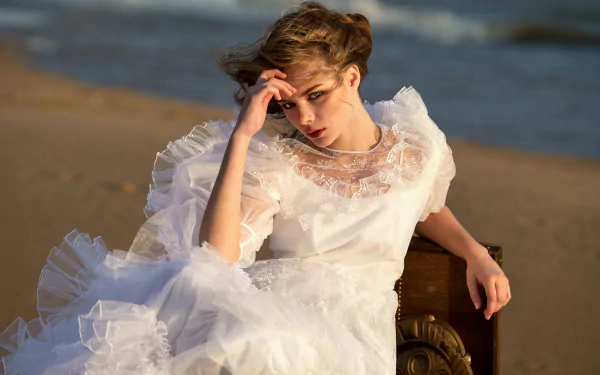 white dress woman model HD Desktop Wallpaper | Background Image