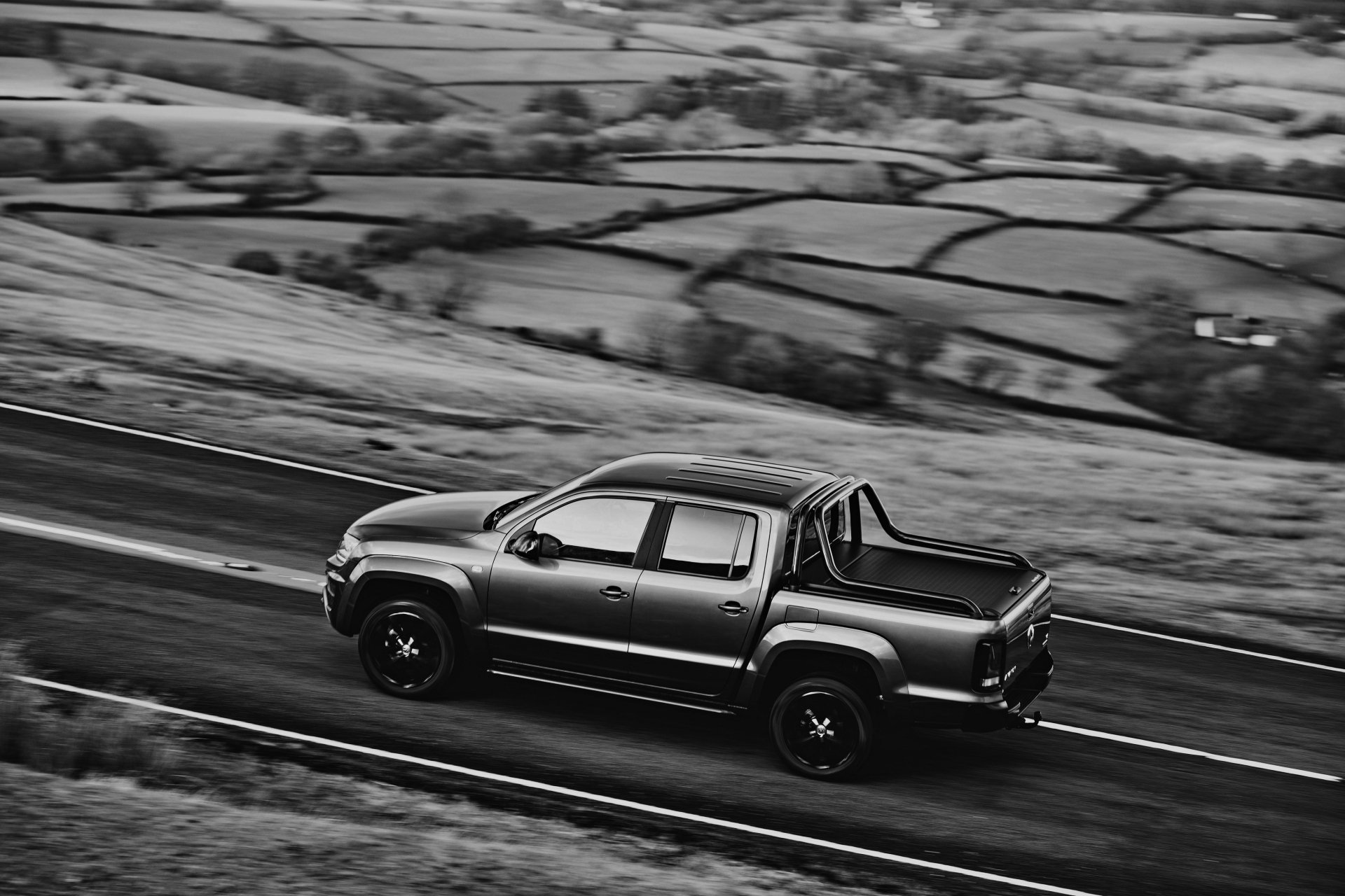 Download Black & White Car Volkswagen Vehicle Volkswagen Amarok 4k Ultra HD Wallpaper