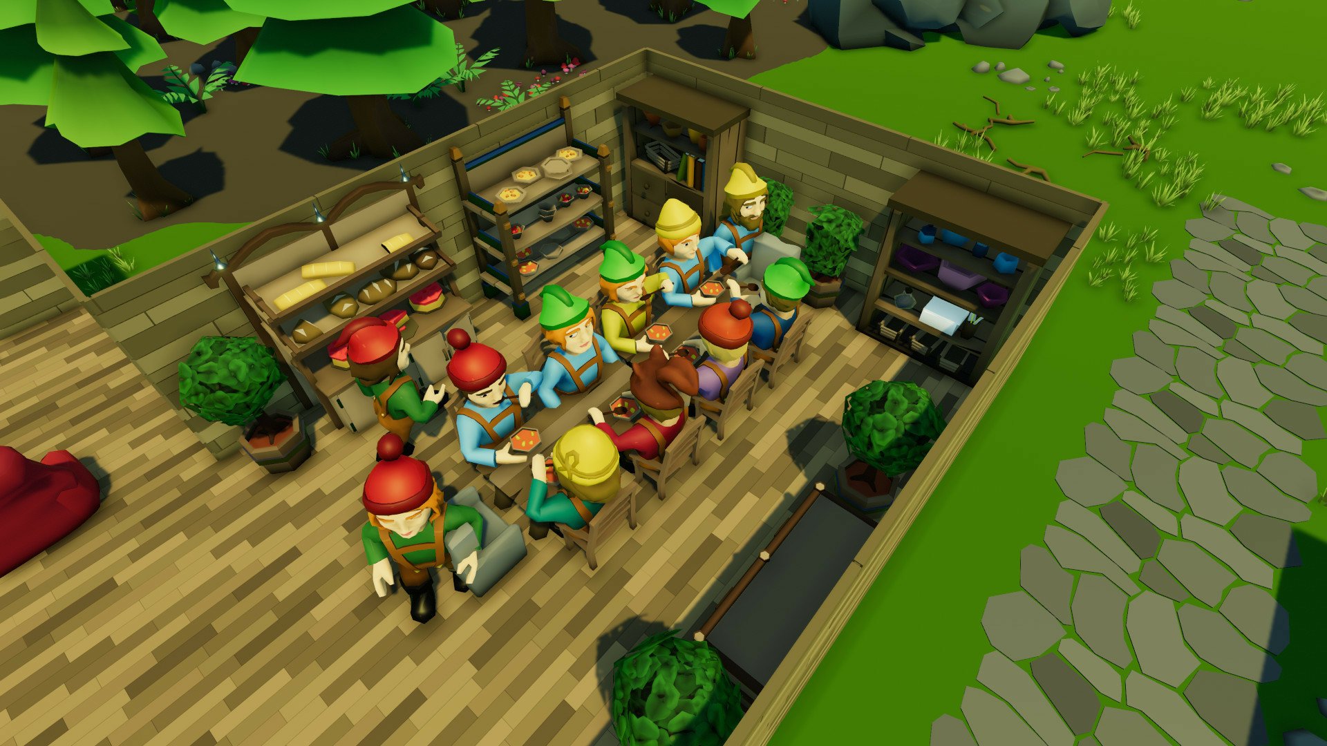 HD desktop wallpaper of Founders' Fortune game showing animated characters in a vibrant, isometric in-game scene.