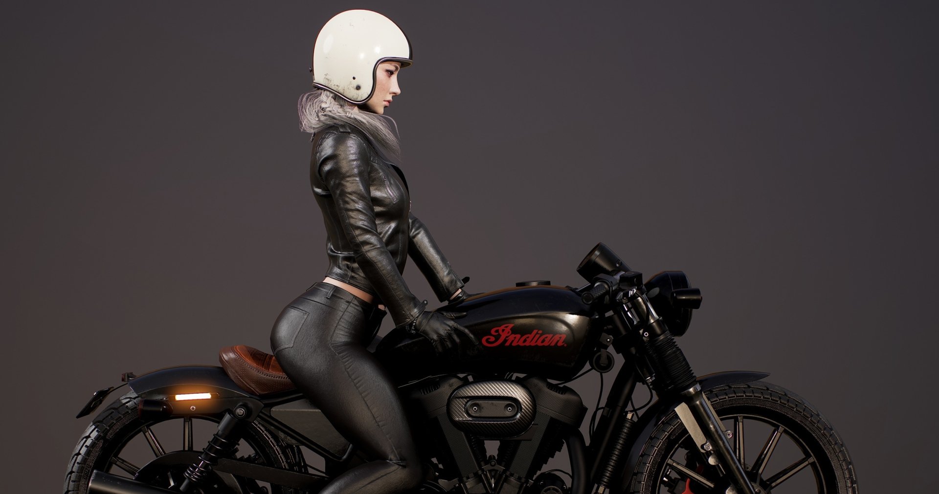 Download Leather Jacket Motorcycle Helmet Biker Woman Artistic HD Wallpaper by seungmin Kim