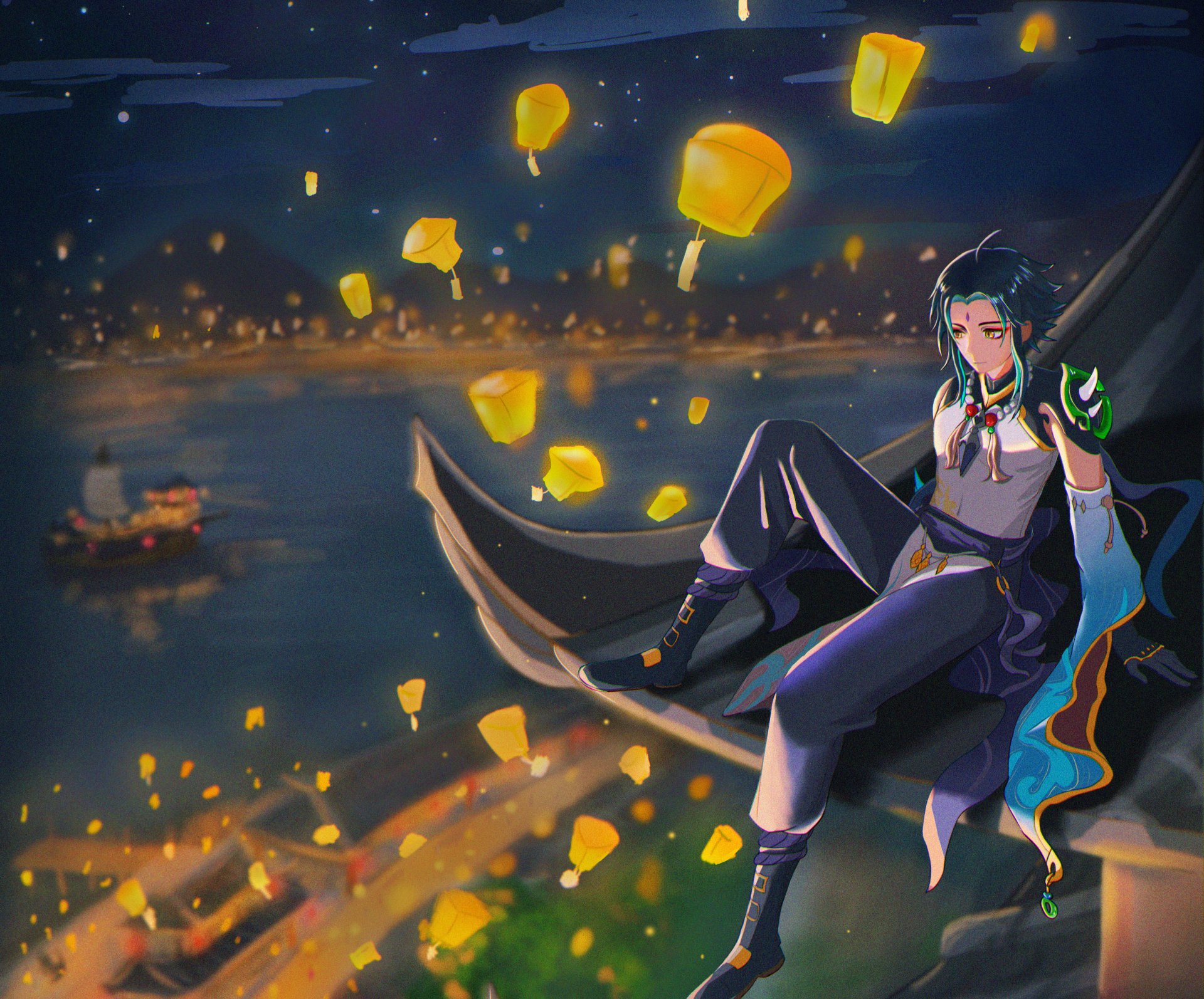 Download Lantern Rite (Genshin Impact) Xiao (Genshin Impact) Video Game Genshin Impact HD Wallpaper by 末杰