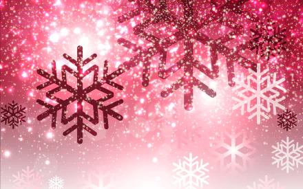 Artistic snowflake design with sparkling pink and white hues, presented as a vivid 4K Ultra HD PC desktop wallpaper and background.