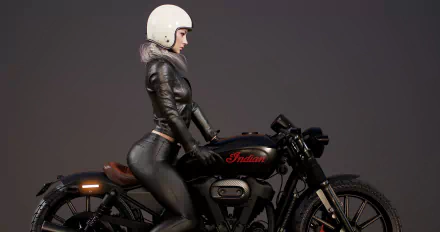 leather jacket motorcycle helmet biker woman artistic HD Desktop Wallpaper | Background Image