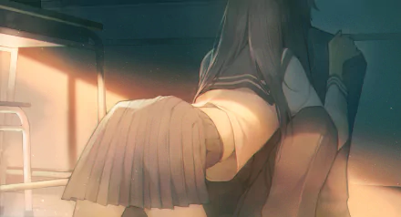 classroom school uniform black hair Eru Chitanda Hōtarō Oreki Anime Hyouka HD Desktop Wallpaper | Background Image