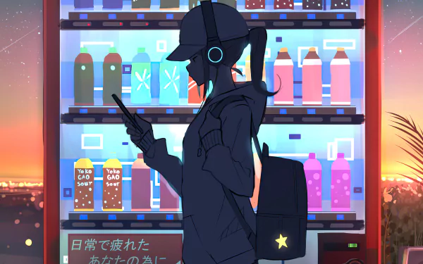 vending machine headphones Anime girl anime girl HD Desktop Wallpaper | Background Image