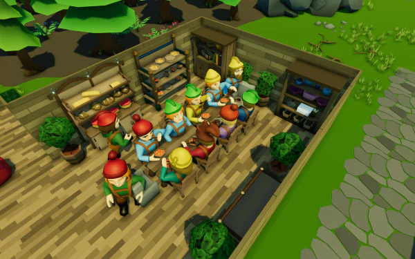 HD desktop wallpaper of Founders' Fortune game showing animated characters in a vibrant, isometric in-game scene.