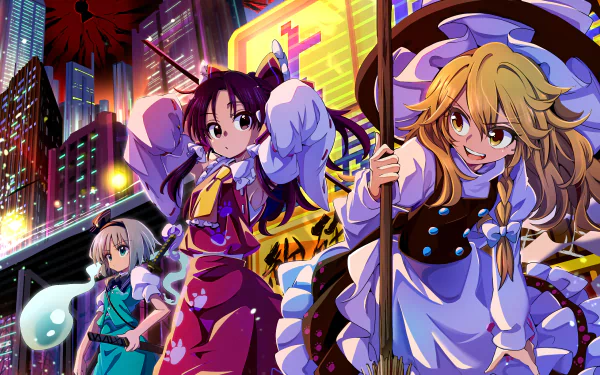 Myon (Touhou) Youmu Konpaku Marisa Kirisame Reimu Hakurei Anime Touhou HD Desktop Wallpaper | Background Image