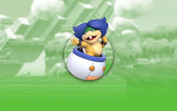 HD desktop wallpaper of Ludwig von Koopa from Super Smash Bros. Ultimate with a stylized green background.