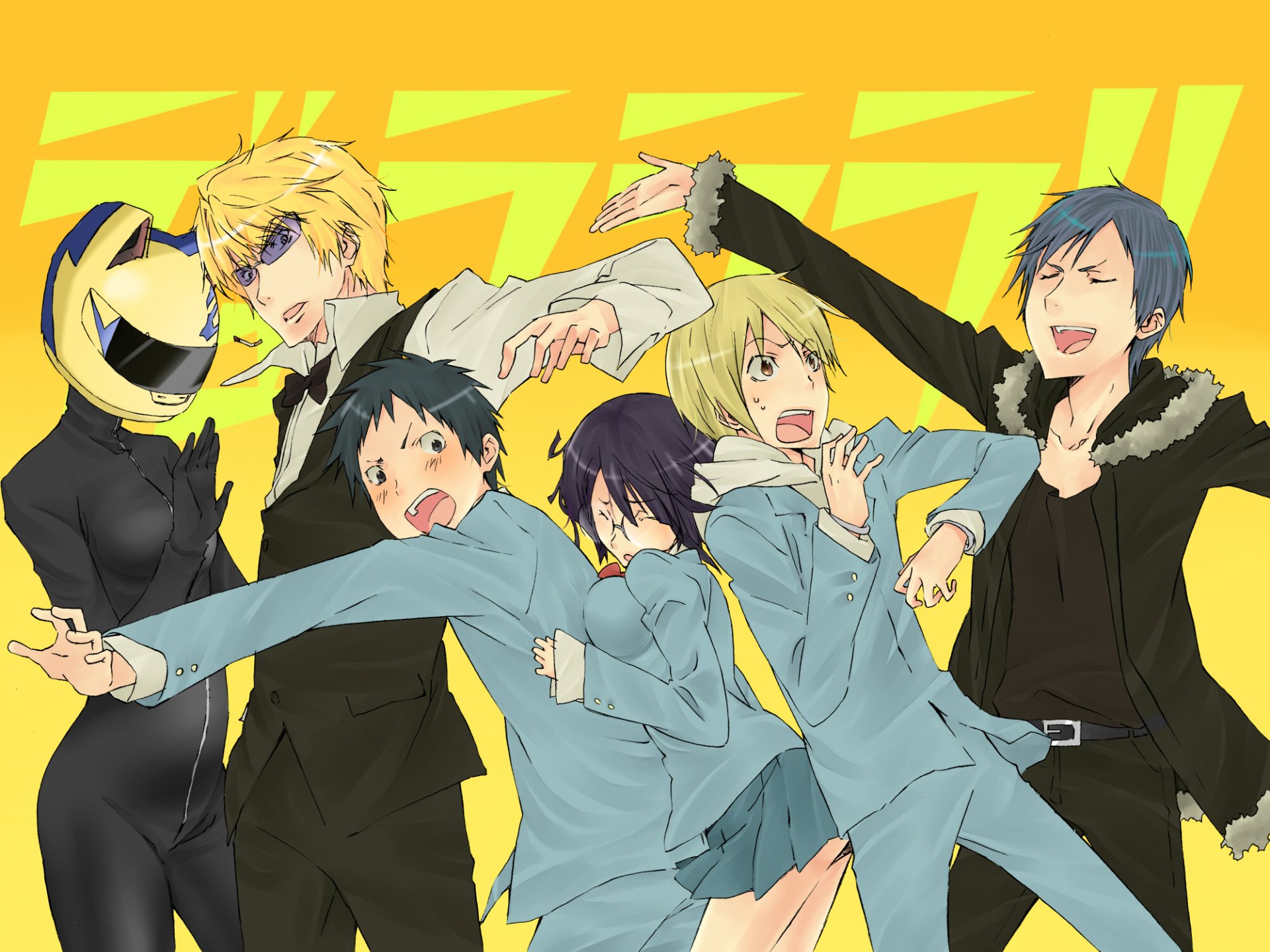 Download Shinra Kishitani Mikado Ryūgamine Masaomi Kida Celty Sturluson Anri Sonohara Shizuo Heiwajima Izaya Orihara Anime Durarara!! HD Wallpaper