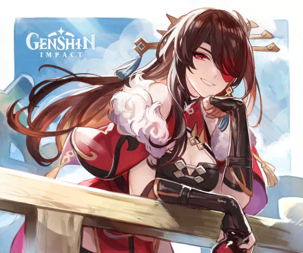 HD PC desktop wallpaper featuring Beidou from Genshin Impact, showcasing her confident pose and detailed character design from the popular video game.