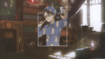 4K Ultra HD desktop wallpaper featuring Levi Ackerman from Attack on Titan in picture-in-picture style, set against a detailed, cozy indoor background.