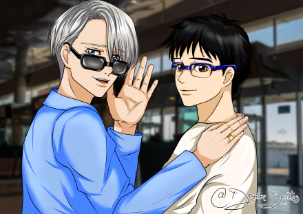 Victor Nikiforov Yuuri Katsuki Anime Yuri!!! on ICE HD Desktop Wallpaper | Background Image