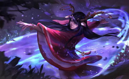 purple eyes horns purple hair fantasy woman HD Desktop Wallpaper | Background Image