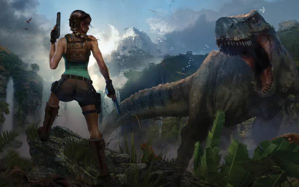 dinosaur Tyrannosaurus Rex Lara Croft video game Tomb Raider HD Desktop Wallpaper | Background Image
