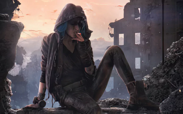 smoking Sci Fi post apocalyptic HD Desktop Wallpaper | Background Image