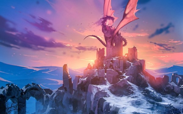 Fantasy Dragon Ruin Castle HD Wallpaper | Background Image