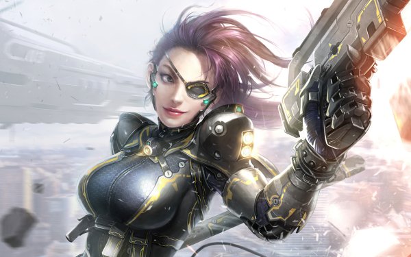 Sci Fi Cyborg Woman Warrior Weapon HD Wallpaper | Background Image