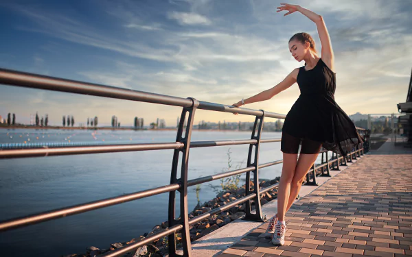 black dress model ballerina woman mood HD Desktop Wallpaper | Background Image