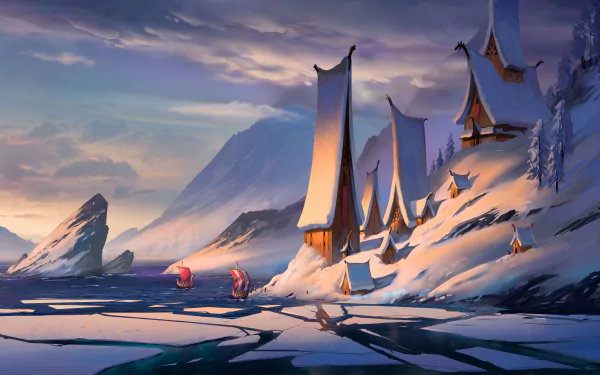 drakkar fantasy city HD Desktop Wallpaper | Background Image