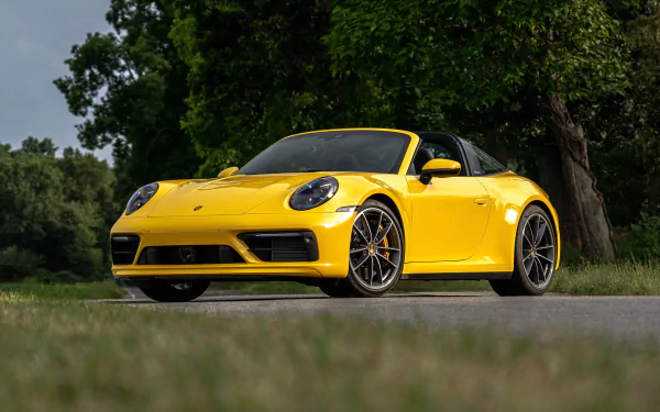 yellow car car Porsche Porsche 911 Targa 4S vehicle Porsche 911 Targa HD Desktop Wallpaper | Background Image