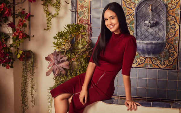 black hair red dress smile woman model HD Desktop Wallpaper | Background Image